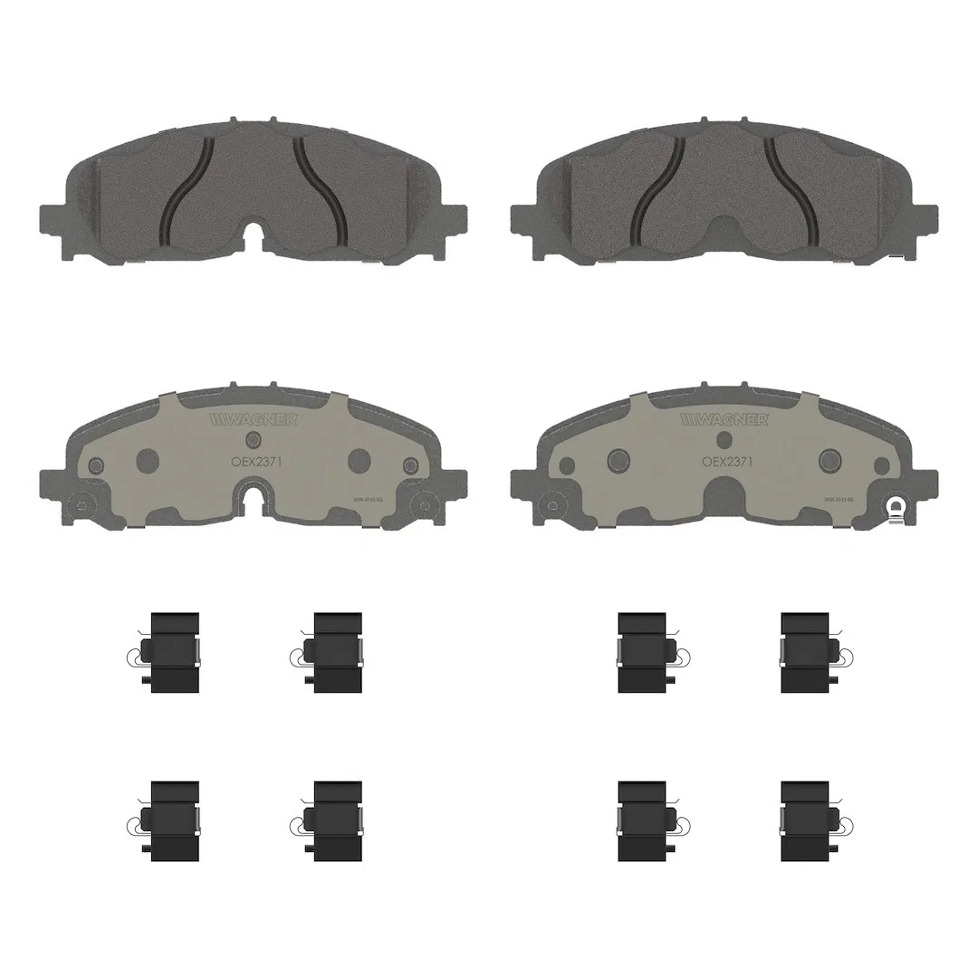 OEX2371 – WAGNER BRAKE Brake Pad, FMSI Number D2371-9600 Ceramic Set Of 4 With Pad Shims/ Abutment Clips/ Mounting Ha...